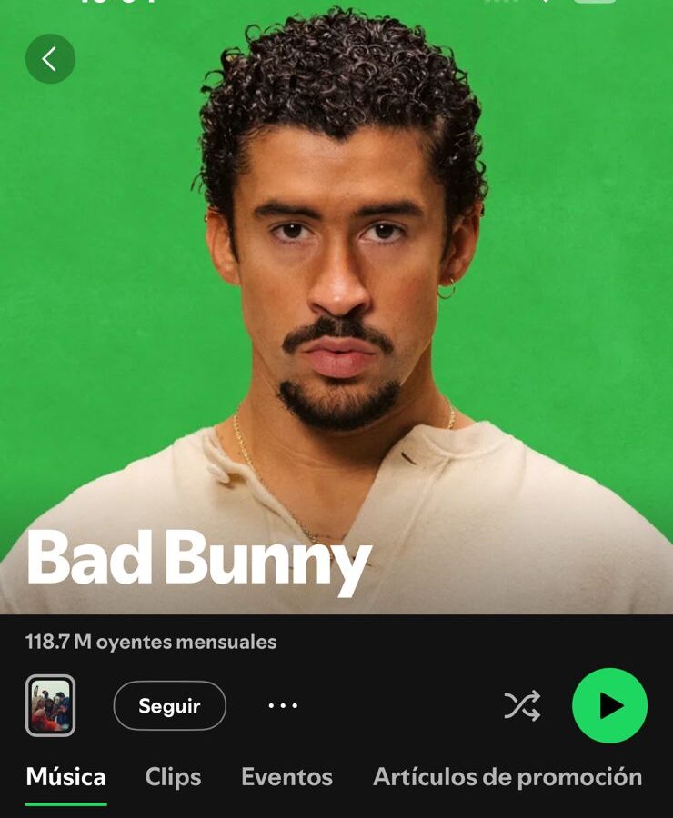Bad Bunny sube al #2 mundial en oyentes mensuales de Spotify y supera a The Weeknd