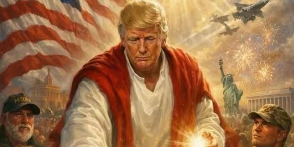Trump publica una imagen en la que se convierte en un aparente Jesucristo sanador