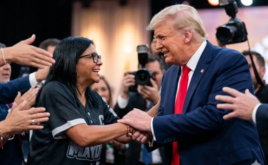 Donald Trump y Delcy Rodríguez se reúnen por primera vez en Nueva York